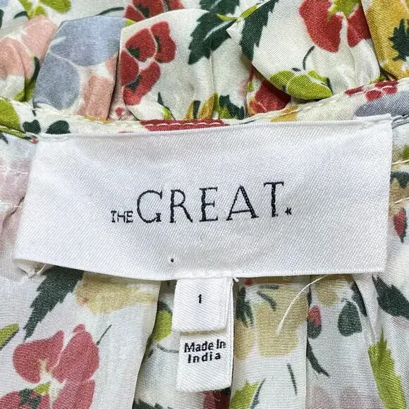 THE GREAT. The Hyacinth Silk Maxi Dress Floating Petals Floral Size 1/S - Picture 6 of 7